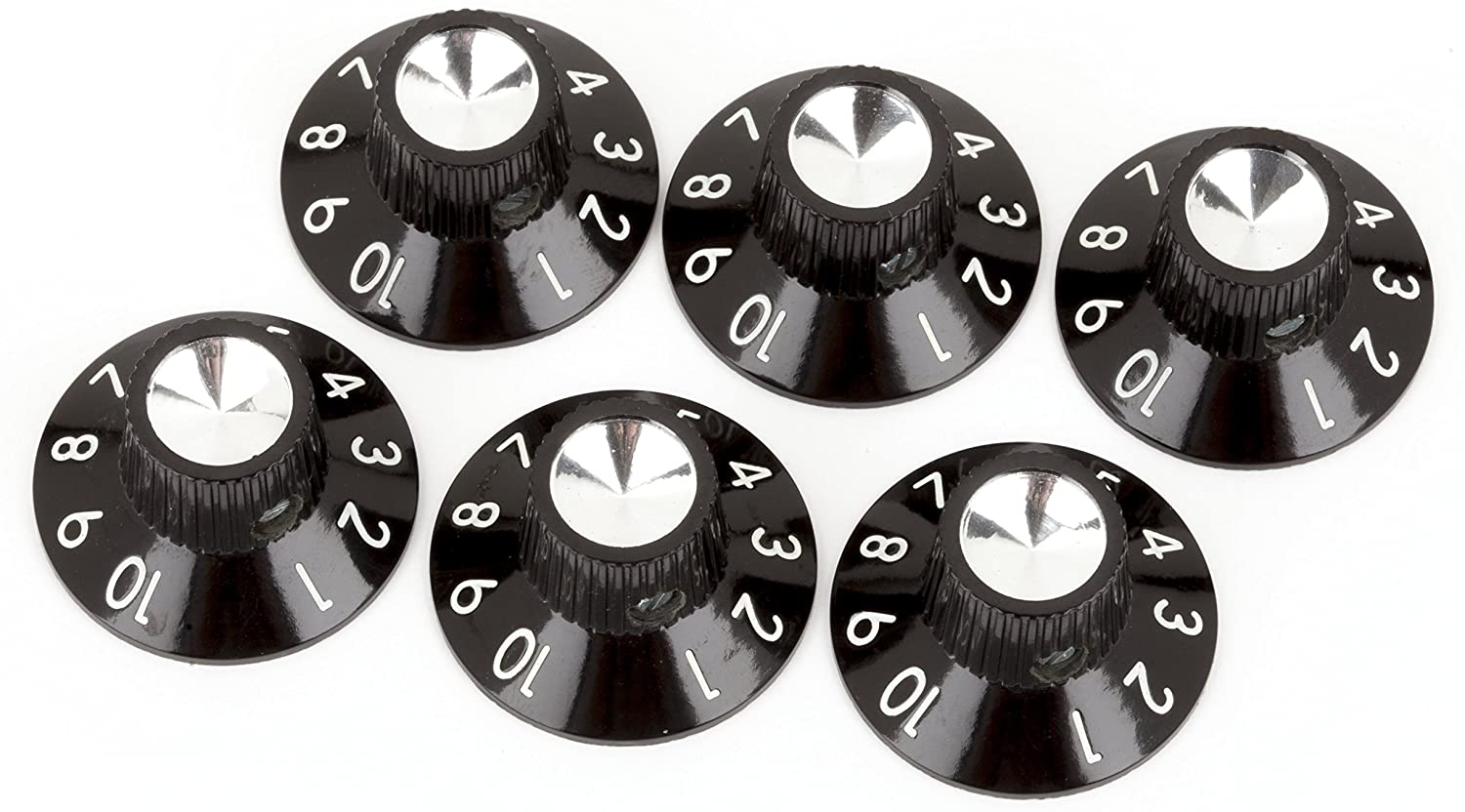 Pure Vintage Black-Silver Skirted Amplifier Knobs